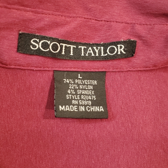 Scott Taylor Plum Red Long Sleeve Button Up Blouse Size Large - Picture 6 of 6